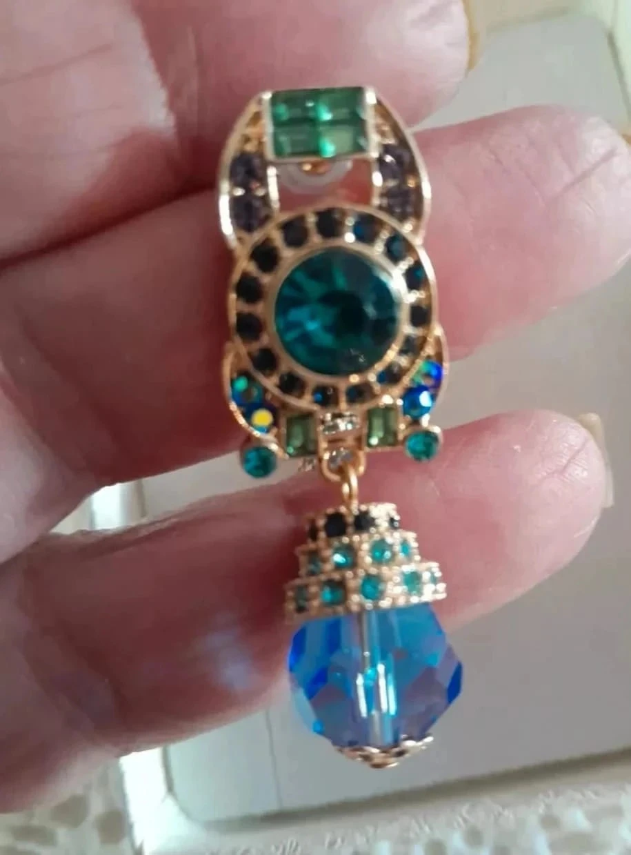 Pendientes de moda de cristal con strass azules y verdes – photo 5